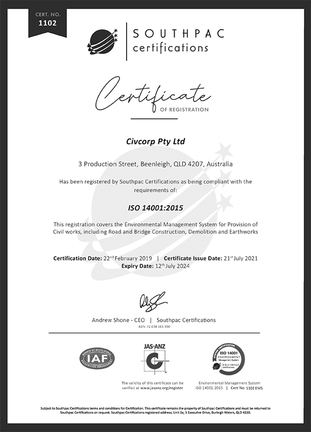 Civcorp EMS Certificate
